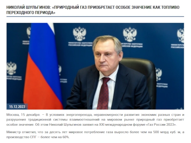 Николай Шульгинов: «Природный газ приобретает особое значение как топливо переходного периода»