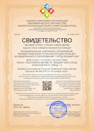 Выдача свидетельства (допуска) саморегулируемой организации в области энергетического обследования (СРО энергоаудиторов)
